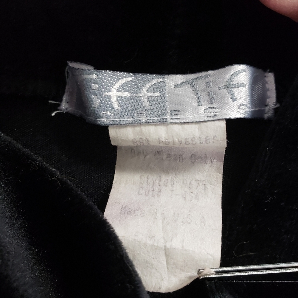 VINTAGE Y2K Black Velveteen Midi Dress Made in USA by Tiff Tiff Dress S EUC - Picture 5 of 14